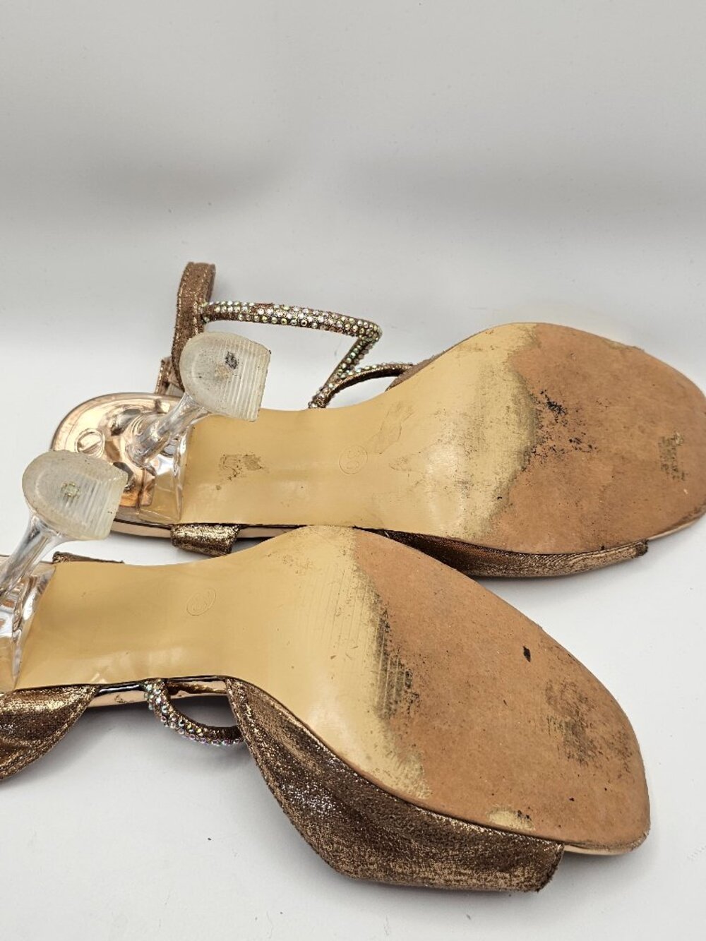 Patrizia by Spring Step “Tioanna” Rose Gold Rhinestone Clear‑Heel Sandals, Sz 6 - Picture 6 of 6
